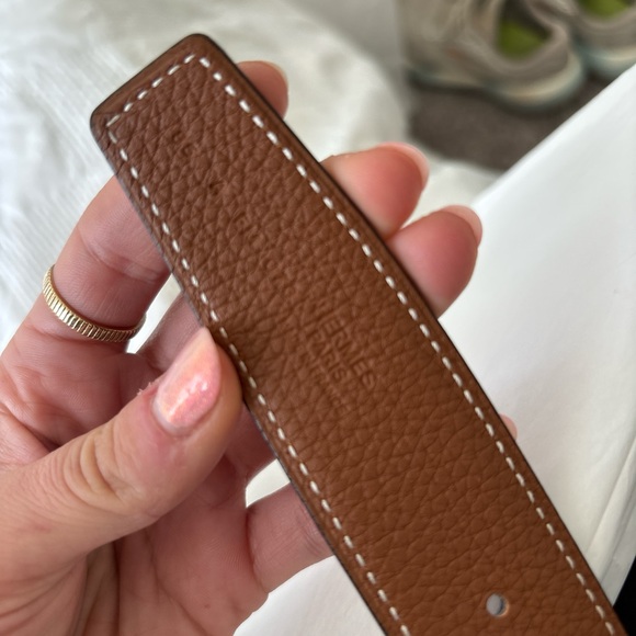 Hermes Gold Buckle Brown Belt